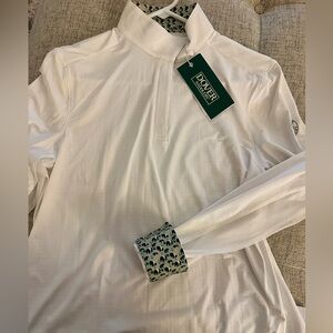 Equestrian Show Shirt! White Long Sleeve Shirt with Patterned Cuffs